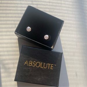 HSN Absolute Sterling Silver Round Cubic Zirconia Stud Earrings new jewelry